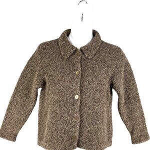 Talbots Womens M Wool Cardigan Made In Italy Marled Brown Grandmacore Timeless